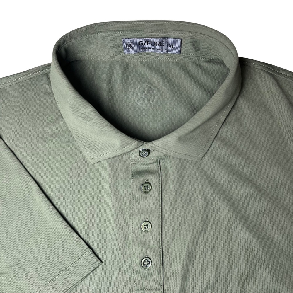 G/FORE Polo Shirt Mens XL Olive Green Performance Short Sleeve Circle Gs Logo
